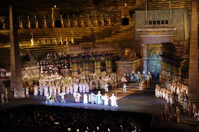The end of the second act of the opera Aida in the Verona Arena in July 2011. – AIDA, Automated In-Domain Adaptation is probably not as grandiose, but probably similarly spectacular for terminology-savvy users of Neural Machine Translation. Photo by Jakub Hałun, CC BY-SA 4.0